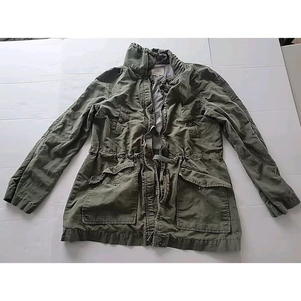 Ann Taylor Loft Army Green 4 Pocket Zip‎ Up Jacket